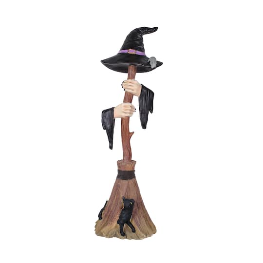 4ft. Broom with Arms & Witch Hat Décor